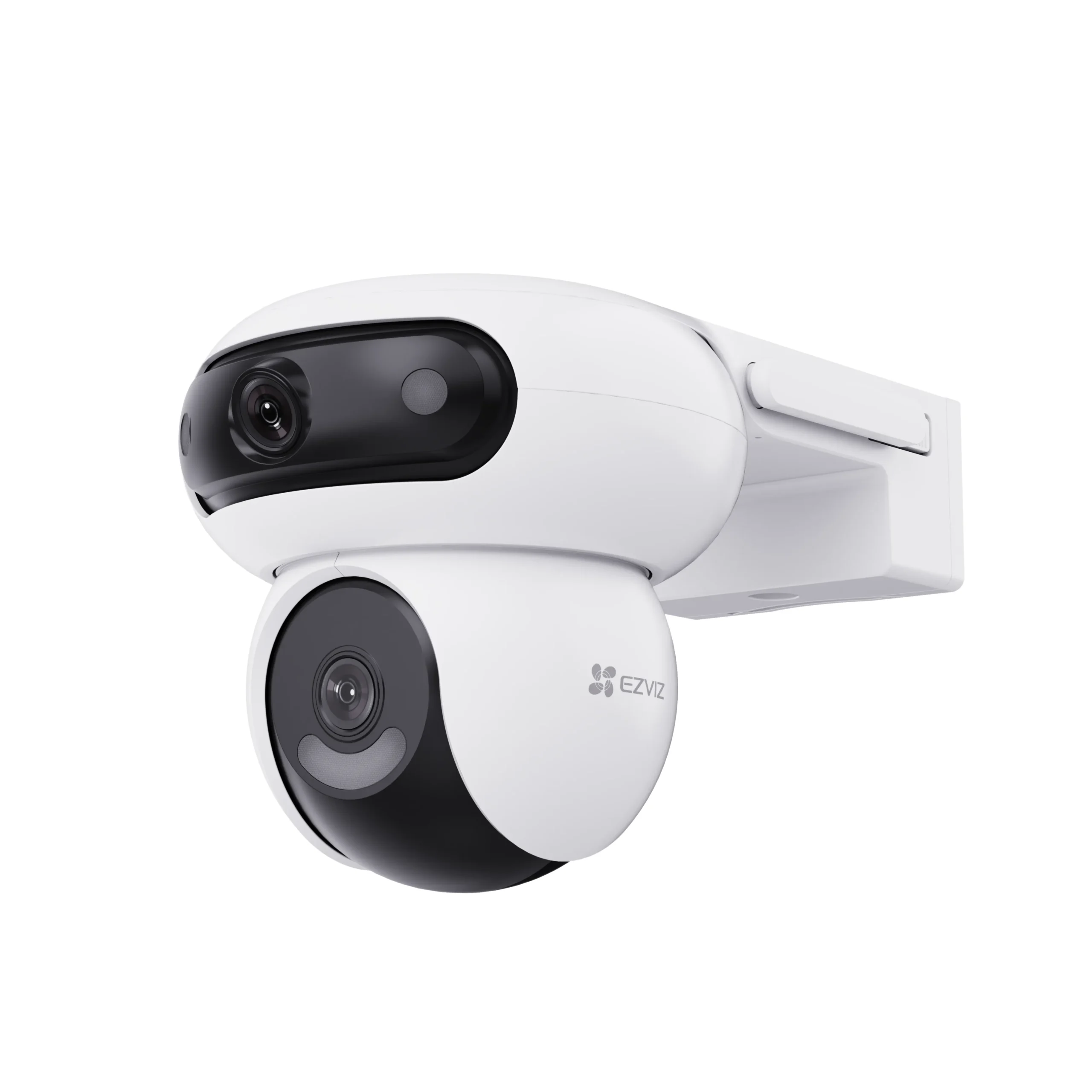 EZVIZ H90 dual-lens outdoor smart security camera with pan and tilt design.